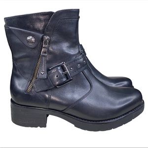 Earth drumlin leather black moto boot